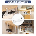 No Drill Hanging Under Desk Cable Management Tray, Space-Saving Rack, Sturdy Metal Wire Organizer Basket for Office and Home Standing Desk, 40x13x15cm (White) - Image 7