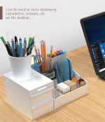 Desk Organizer Storage Box with Drawer | Multi-Compartment, For Office, Study & Makeup Storage, Stationery Holder, Cosmetic Organizer, Desktop Storage Rack - Image 7
