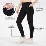TRASA Active Yoga Pants for Womens Gym High Waist with 3 Pockets, Tummy Control, Workout Pants 4 Way Stretch Yoga Leggings, Sizes - M,L,XL,2XL,3XL - Image 3