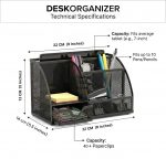 Metal Mesh Desk Organizer with Drawer | 6 Compartments Pen Stand for Office Table Stylish | Stationary Organizer & Pen Holder for Desk | Study Table Organiser for Office & Home Use - Image 3