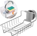 Stainless Steel Kitchen Sink Caddy Organizer, Adjustable Faucet Clamp Sponge Holder with Drainage, Multifunctional Storage Rack for Soap and Scrubber - Image 3