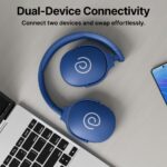 pTron Studio w/ 60Hrs Playtime, Wireless Over-Ear Headphones with HD Mic, Dual-Device Pairing, Immersive Sound, 40mm Drivers, BT5.4, 3.5mm Aux Port, TF Card Slot & Type-C Fast Charging (Blue) - Image 6