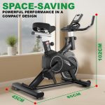 PowerMax Fitness BS-125 Spin Exercise Bike For Home Use,16Mm 6Kg Flywheel,Max User Weight 130Kg,LCD Display,2Pc Crank,Heart Rate Sensor,Knob Braking,Adjustable Foot Strap And Seat,Ipad Holder,Black - Image 6