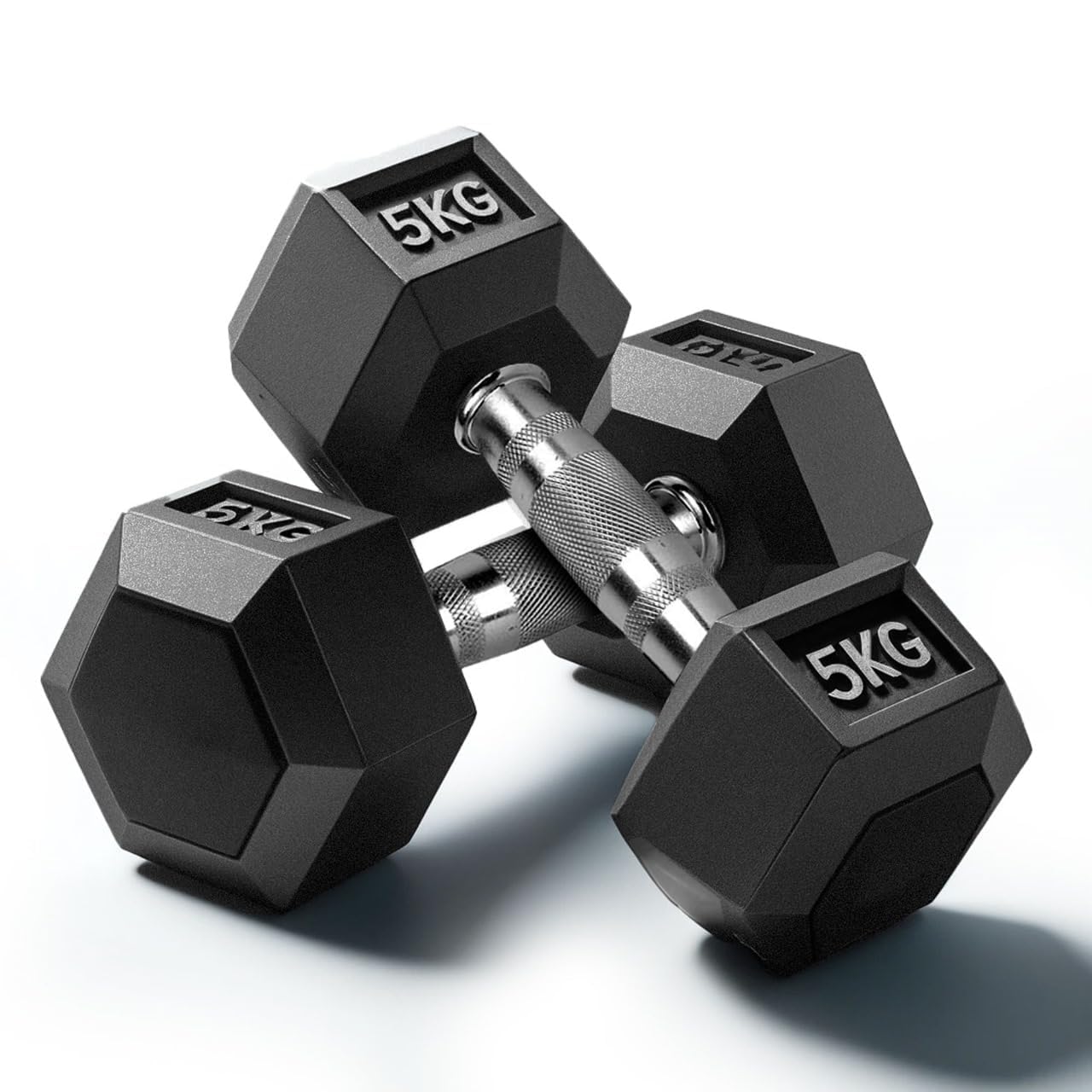 61cxlJWLaL._SL1280_.jpg Slovic Dumbbell Set 10 KG (5 KG x 2) | Hexa Dumbbells Set for Home Workout | 5 KG Dumbbells Pair for Exercise | Gym Equipment for Home Workout | Anti Skid Rubber Dumbbell Black - Image 1