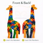 Wooden Giraffe Alphabet & Number Puzzle for Kids | Double Sided Educational Jigsaw Puzzle Toy | Montessori Learning Board for Toddlers & Preschool Children | Wooden Animal Puzzle Game - Image 2