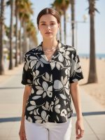 Premium Floral Printed Shirt for Women with Short Sleeves, Ultra-Soft Cotton Blend, Regular Fit Womens Stylish Shirt Casual, Formal, Party, Beach, Summer Wear - Image 6