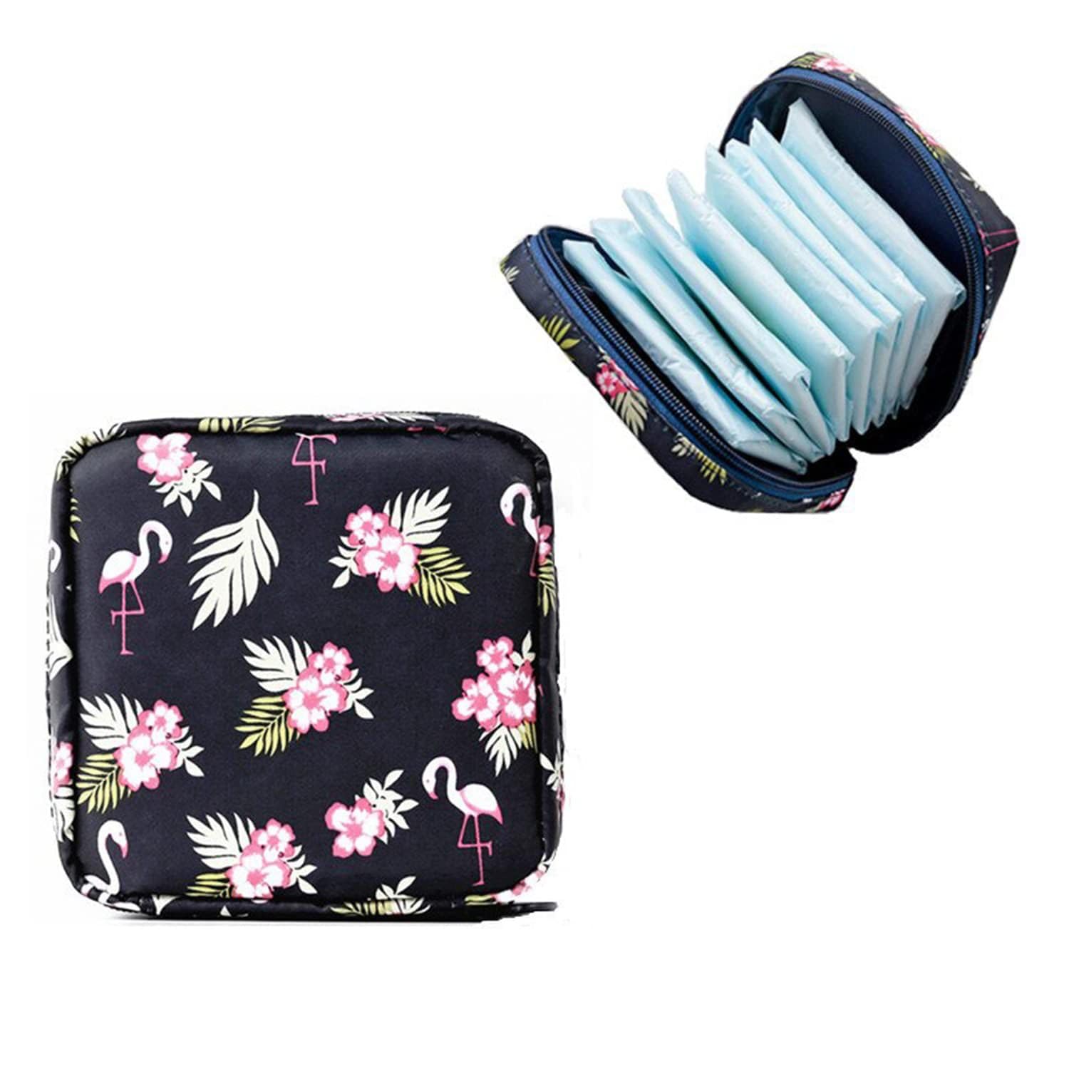 61dYGjbaXNL._SL1500_.jpg T ESSENTIALS Small Pouch for Women Girls Sanitary Napkin Bag Menstrual Pad Bag Makeup Organizer Cosmetic Bag Mini Travel Pouch for Charger Earphone Accessories Organizer for Handbag & Purse (Blue) - Image 1