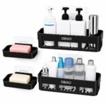 OBIXO Bathroom Organiser Without Drill Self Adhesive Bathroom Shelf/Bathroom Stand for Wall/Bathroom Accessories Set Shampoo Holder, Shop Stand (2-Shelf -2shop Black)