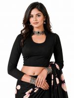 Atrangi Blouse for Women | Readymade Blouse | Saree Blause for Women | Stretchable Cotton Blend Full Sleeve High Neck Collar Crop Choli | Designer Ethnic