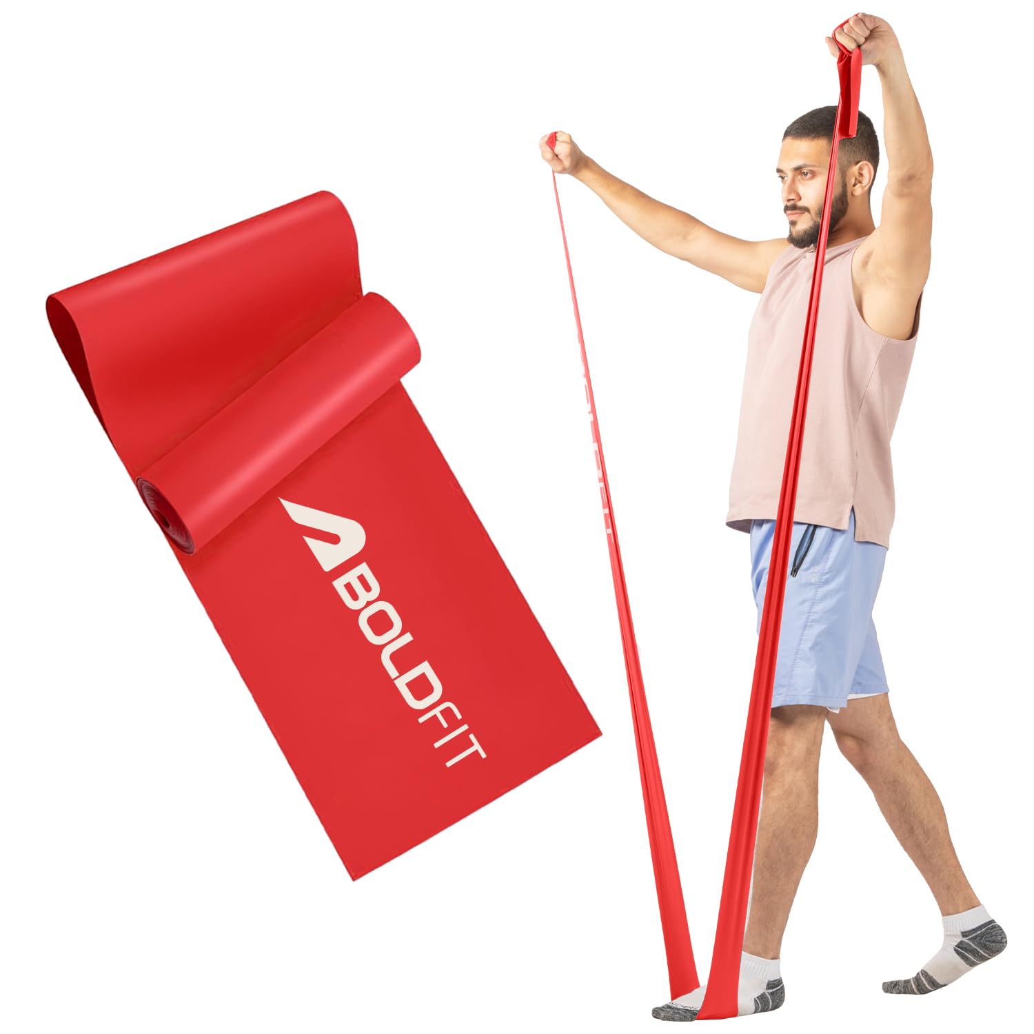 61dqjz2uE6L._SL1500_.jpg Boldfit Resistance Bands for Workout for Women Pilate Bands for Home Exercise Thera Band Toning Exercise for Gym Latex Band Theraband for Fitness, Stretching, Yoga for Men & Women (Light) 1.8 Kg Red - Image 1