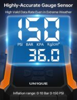 UN1QUE PT400 Tyre Inflator for Car, 150PSI 12V DC Car Air Pump with Preset & Auto Off, 120 Watt Portable Air Compressor with Digital Tyre Pressure Gauge & LED Light - Image 2