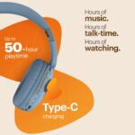 Noise Two Wireless On Ear Headphones with 50 Hours Playtime, Low Latency(up to 45ms), 4 Play Modes, Dual Pairing, BT v5.3 (Serene Blue) - Image 3