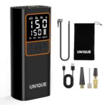 UN1QUE PT600 Cordless Tyre inflator for Car and Bike,150 PSI,6000 mAh Car Air Pump with LED Flash Light,Digital Display,Auto Shutoff Air Inflator for Cars,Bikes,Motorcycles,Balls