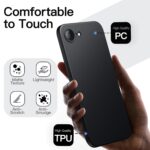 JETech Slim Cover Case for iPhone 17e (2026) / iPhone 16e with Camera Lens Full Protection, Ultra-Thin Lightweight Matte Finish Minimalist Protective Phone Cover, 6.1-Inch Display (Black) - Image 5