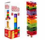 Kidzomart® Colorful Wooden Stacking Tower Game for Kids & Adults - Montessori Tumbling Blocks with Dice - Educational Fun Toy for Family & Party (Color)
