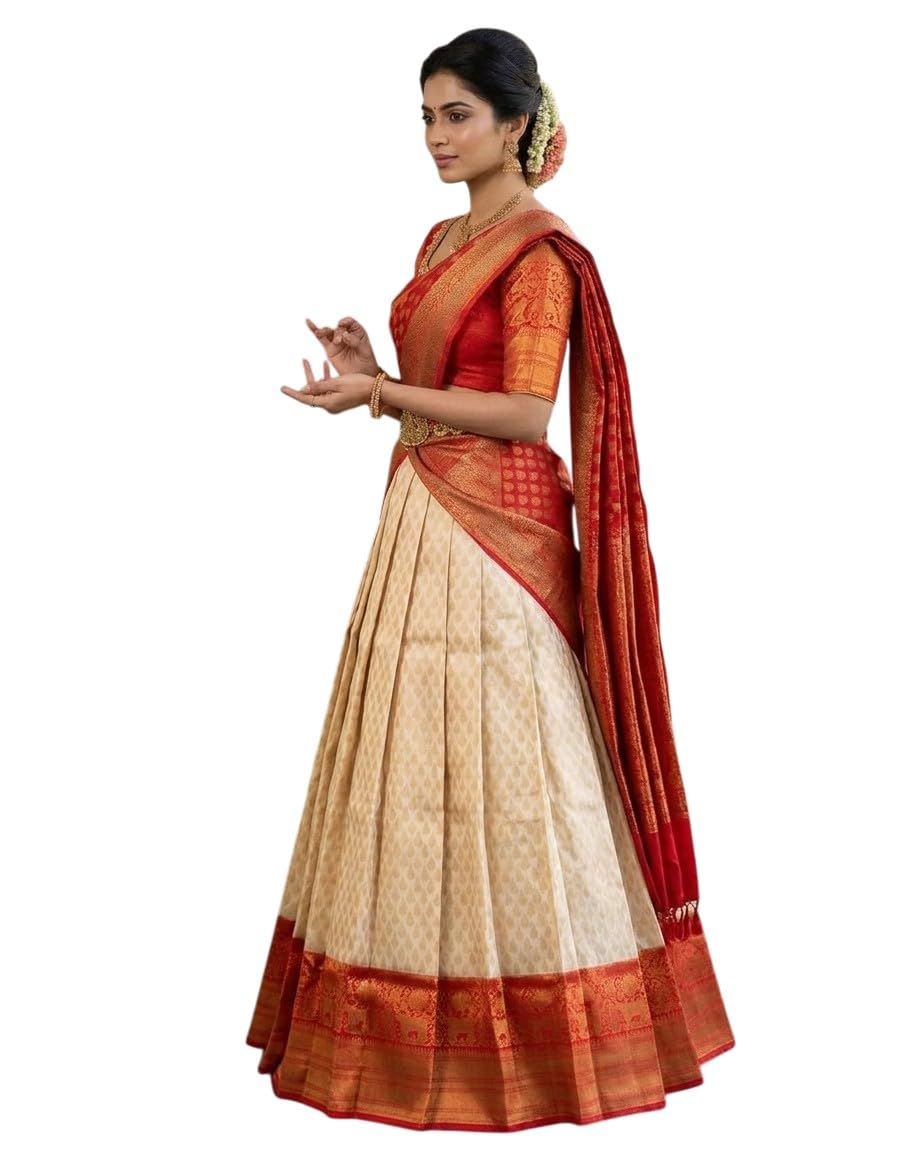 61eqEs3iyDL._SL1152_.jpg ZITON Women Indian Traditional Kanjivaram Silk Pure Zari Weaving Lehenga Choli and Work Dupatta With Blouse - Image 1