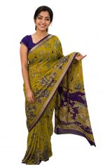 Women's Softy Moss Georgette Printed Saree with Vibrant Jari Border | Elegant Traditional Saree | Lightweight, Soft & Comfortable | Unstitched Blouse Piece - Image 2