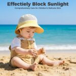 SNOWIE SOFT® Baby Sun Hat Summer Cap for Baby Girl 1-3 Years, Sun Protection Cap Bucket Hat with Chin Strap and Back Sun Shield Breathable Summer Protection Caps Visor Hats UV Caps for Beach Travel - Image 6