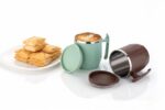 MAGIC SPOON Stainless Steel Travel Coffee Mug with Sipper Lid & Handle, Insulated Tea Cup, BPA-Free Double Wall Tumbler for Hot-Cold Beverages, Office, Home, Car- PISTA-BROWN, (Combo Pack (300ml X 2))