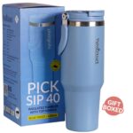 Nestasia PickSip40 Tumbler with Straw & Top Handle 1.2L | Insulated Stainless Steel Sipper Water Bottle for Adults with Dual Flip Opening Sip-Swig Leakproof Lid for Office & Gym (Blue Frost) - Image 9