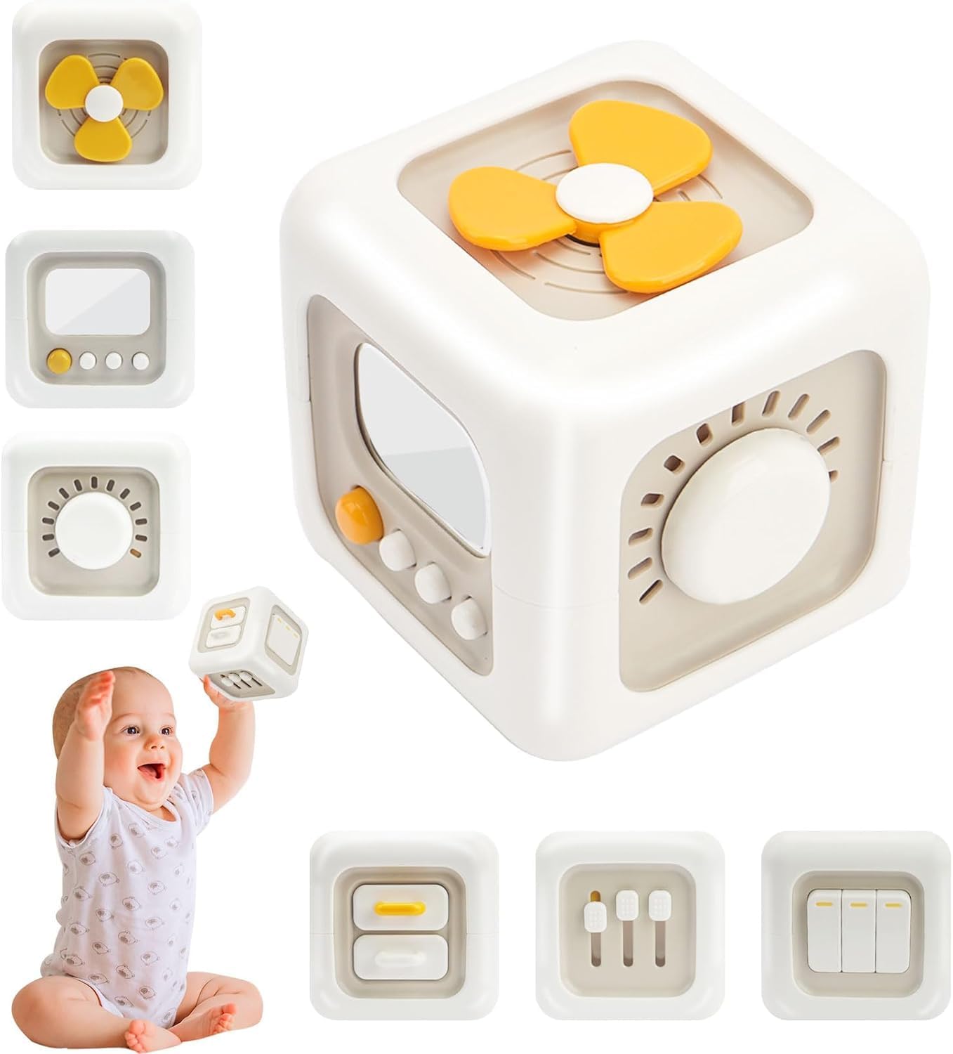 61fStVH2TUL._SL1500_.jpg SMARAN Montessori 6 in 1 Sensory Busy Activity Cube for Toddlers | Preschool Learning Board Toy | Fine Motor Skill Development | BPA Free Educational Travel Toy | Birthday Gift for Kids 1+ Years - Image 1