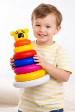 Pyramid 7 Ring Stacking Toy for Babies with Bear Topper | Colorful Rainbow Rings | Educational Learning Toy for Kids 1–3 Years | Includes 1 Stacking Base, 7 Rings, 1 Bear Topper - Image 5