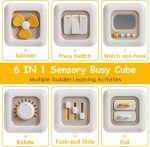 SMARAN Montessori 6 in 1 Sensory Busy Activity Cube for Toddlers | Preschool Learning Board Toy | Fine Motor Skill Development | BPA Free Educational Travel Toy | Birthday Gift for Kids 1+ Years - Image 4