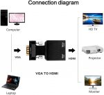 CARE CASE Portable VGA to HDMI Adapter/Converter With Audio (Old PC to TV/Monitor), Male VGA Video Adapter for TV, Computer, Projector With Audio, Power Cable - D-Sub, 15-Pin - Image 3