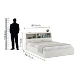 Spacewood Whitora Bed |King Size (78 X 72) Engineered Wood Bed with Box Type Storage | Shelfs in Headboard | 3 Year Warranty | Modern Design |Engineered Wood | Kingston White - Image 2
