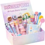 Le Delite Kids Stationery goody Gift Box, any 10 Piece Cute Items, Party Return Gifts, Birthday Favors, School Supplies with Pen, Pencil, Eraser, Sharpener, Keychain, Diary, Bookmark, Folder, Tape