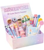 Le Delite Kids Stationery goody Gift Box, any 10 Piece Cute Items, Party Return Gifts, Birthday Favors, School Supplies with Pen, Pencil, Eraser, Sharpener, Keychain, Diary, Bookmark, Folder, Tape