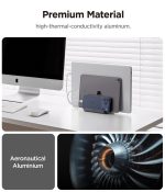 Spigen Vertical Laptop Stand with 4 Slots, Adjustable Aluminium Desk Organizer Compatible with MacBook up to 16" and All Laptops - Space Gray - Image 5