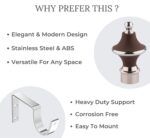 Stainless Steel & ABS Curtain Bracket Parda Holder with Support 1 Inch Rod Pocket Finials Designer Door and Window Rod Support Fittings, Curtain Rod Holder (Pair of 6 ,Brown ) - Image 4