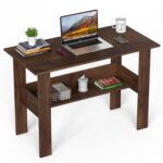 Furniture Café Modern Computer Desk with Storage Shelf – Study Writing Table for Home Office and Bedroom (Wenge) - Image 4