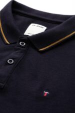 Louis Philippe Men's Slim Fit Single-Tuck Pique Stylized Sleeve Print and Contrast Tipping Half Sleeve Solid Polo Tshirt - Image 6