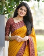Woven Kanjivaram Silk Blend, Pure Silk Saree (Mustard) - Image 2