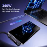 240W Sideways Fast Charging Cable with Built-in Invisible Phone Stand, 90° USB Type C Gaming Charger Cord, Braided Foldable Holder for Smartphones, Tablets & Laptops - Image 7
