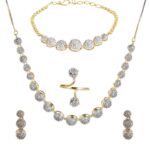 YouBella Jewellery Set for Women American Diamond Combo of Choker Necklace Set with Earrings, Bracelet and Ring for Girls and Women