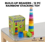 Build-Up Beakers 12-Piece Rainbow Stacking Toy for Toddlers | Nesting and Stacking Cups Set for Fine Motor Skills & Color Recognition Development | Non-Toxic BPA-Free Plastic Educational Toy for Kids. - Image 6