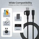 Portronics Konnect Core 3 USB-A to Micro Fast Charging Cable for Smartphones,Tablets, Speakers, Laptops & Other Micro USB Devices,Inbuilt Cable Management Hook,3.0A Max Output,Fast Data Sync(Black) - Image 7