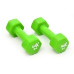 RUBX Premium Unisex Vinyl Dumbbells for Exercise & Fitness – Set of 2, Ideal for Strength Training at Home or Gym, Perfect for Beginners & Advanced Users (2 kg Each, Total 4 kg) – Versatile (GREEN) - Image 2