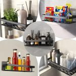 MosQuick® 2 pcs Plastic Bathroom Organiser Without Drill Wall Mounted Shelf Organizer Bathroom Shelves Rack Holder washroom Storage Organizer Shelf for Kitchen Bath Room Accessories Items (Black) - Image 8
