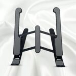 Adjustable Aluminum Laptop Stand | Foldable Ergonomic Laptop Riser | Portable Holder | 6 Angle Height Adjustment | Anti Slip Silicone Pads | Fits Up to 17 Inch Laptops | Black | Laptop - Image 3