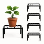 Plant Stand Indoor Outdoor Heavy Duty Wrought Iron Pedestal Stands Metal Plant Stand Decorative Flower Stand for Patio Garden Deck Living Room brass planters for indoor plants stand (Pack of 4)