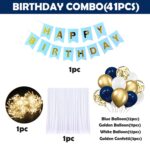 Party Propz Birthday Decorations for Boys - 41 Pcs Blue Birthday Decoration Items for Boys | Happy Birthday Decorations for Husband | Blue Balloons for Bday Decor - Image 2