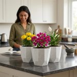YUCCABE ITALIA SHERA Hexa Plastic Planter Pot for Plants Decorative Flower Pot UV Protected Lightweight Indoor Outdoor Gamla for Home Decor, Balcony, Garden & Living Room (Stone White, 8 INCH - 3 Pcs) - Image 2