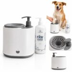 PawTech Cleaner Electric Dog Paw Washer | Automatic Paw Cleaning Device with Soft Silicone Bristles | Includes 500ml Paw Cleanser | Portable Pet Paw Cleaning Machine for Dogs
