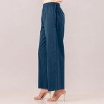 Women's Pure Cotton Straight Palazzo Pants for Women Comfortable Lounge Trousers Standard Length Elastic Waistband Non See Through Breathable Summer Bottomwear - Image 2