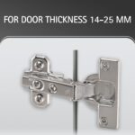 Hettich Slide On Hinge 0K with Mounting Plate Cabinet Hinges | Cabinet Hinges | Full Overlay | Nickel Plated Finish | 95° Opening | 14-25mm Thick Panel | Pack of 5 (10 Hinge) - Image 4