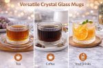 Small Lining Tea Cup Lining Design Cups for Tea Coffee Elegant Durable Clear Drinkware for Home Office Gifting (100ml_Set of 6 Pcs) - Image 2